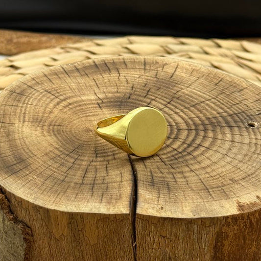 Erkek Kişiselleştirilebilir Gold Yuvarlak Yüzük